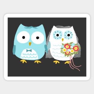 Owls Wedding | Cute Bride and Groom Magnet